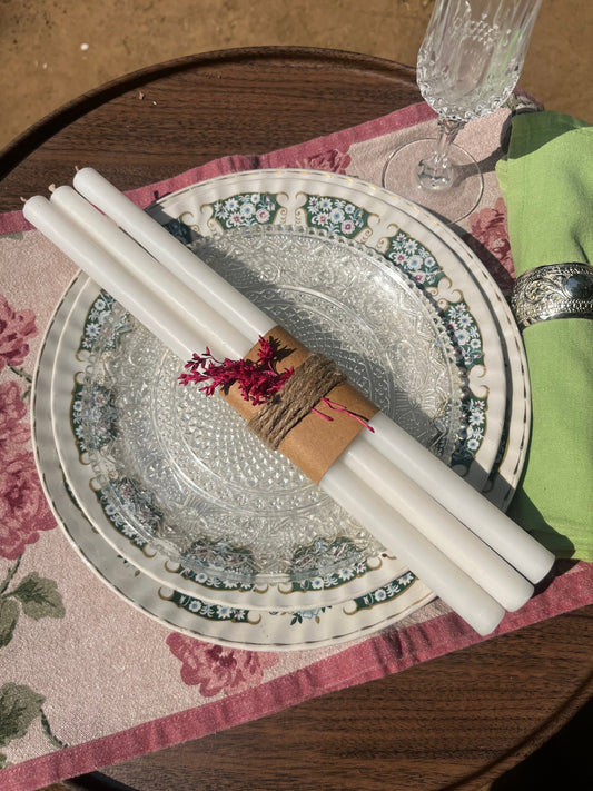 Indiglow classic dinner candle styled for an elegant dining table.