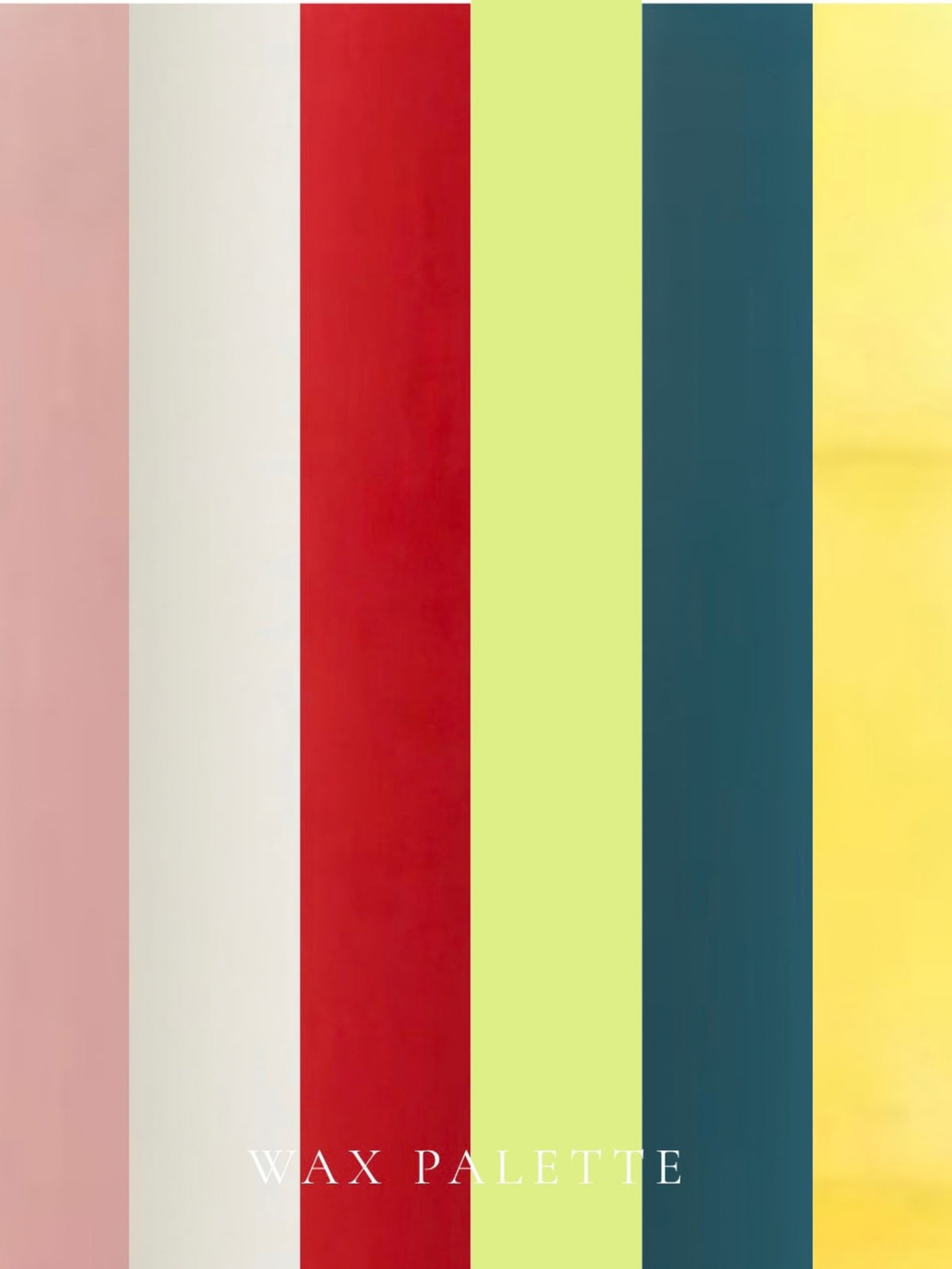 the hexagonal pillars come in different colours as shown by the wax swatches. all pastel greens, blues, pinks and red tones